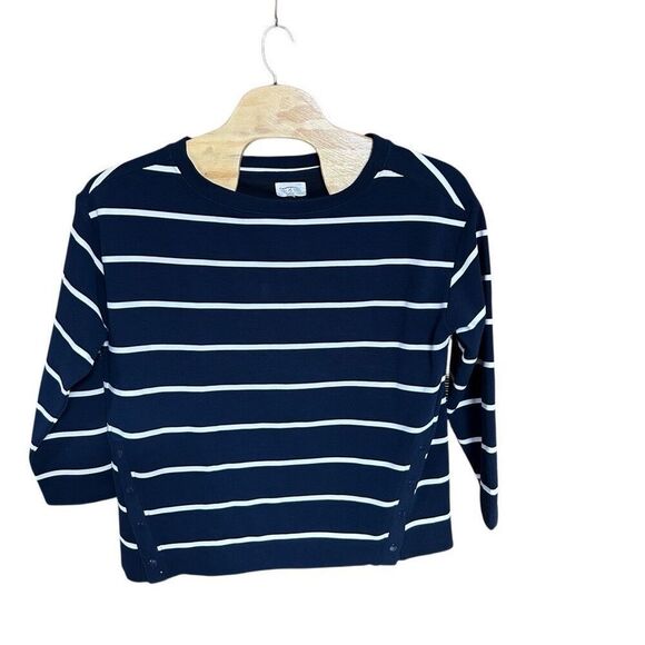 Lou & Grey Womens Nautical Navy and White Striped NWT Blouse XL - Picture 1 of 4